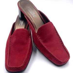 Aerosoles Barrel Up Suede Block Heeled Slides . Red Size 7.5